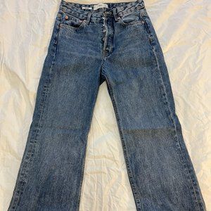 MANGO MNG WOMEN'S DENIM | Adriana Flare High rise Cut Off